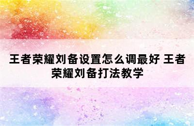 王者荣耀刘备设置怎么调最好 王者荣耀刘备打法教学